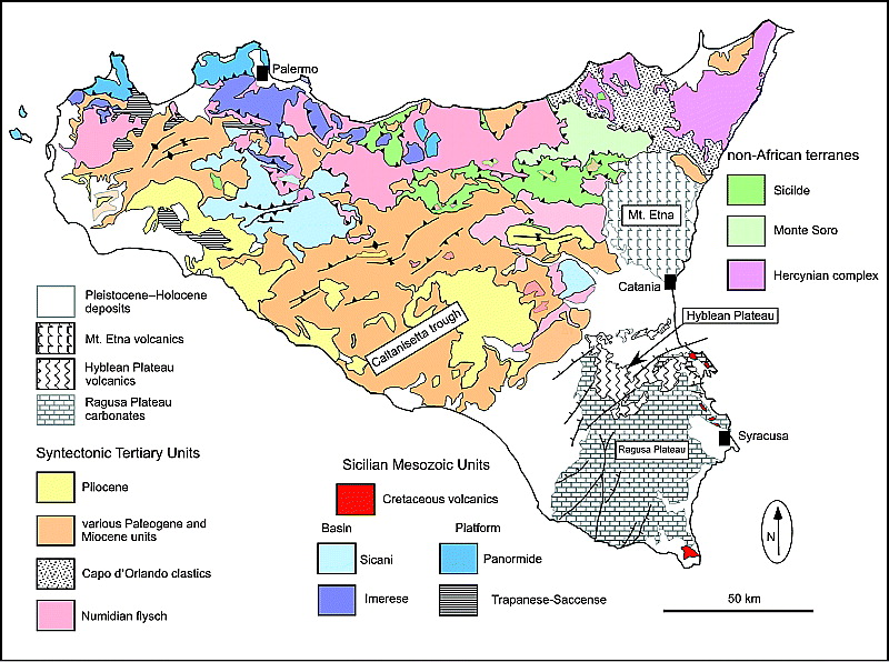 Geological map of Sicily